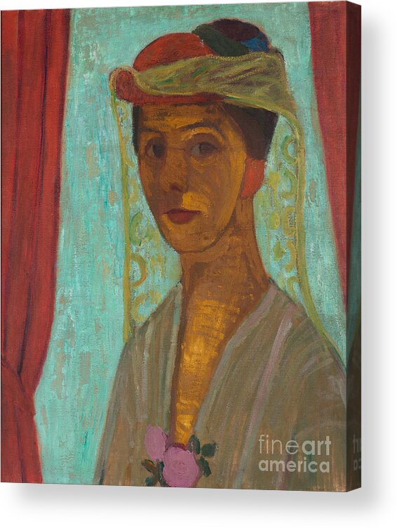 Oil Painting Acrylic Print featuring the drawing Self-portrait With Hat And Veil by Heritage Images