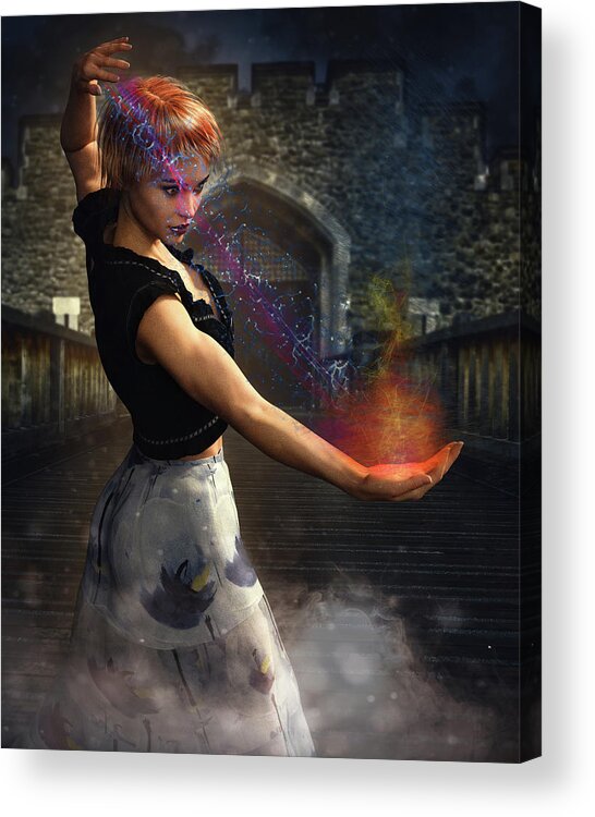 Magic Acrylic Print featuring the digital art She Works Magic by Charlie O'Brien