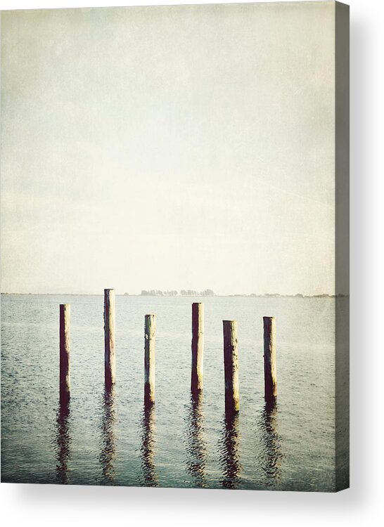 Ocean Acrylic Print featuring the photograph Six Pilings by Lupen Grainne