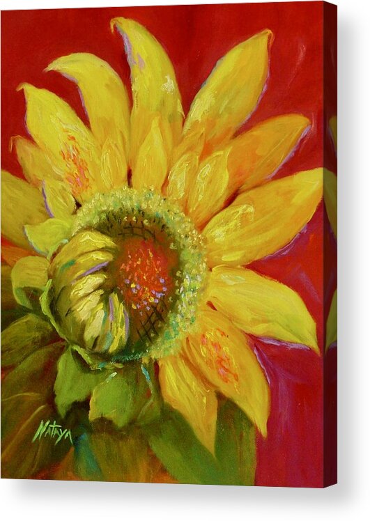 Sunflower Acrylic Print featuring the painting Sol Fleur by Nataya Crow
