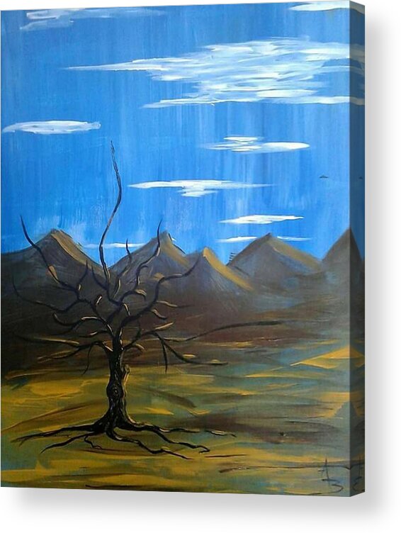 Tree Acrylic Print featuring the painting Solo and Beautiful by Aaron Bombalicki