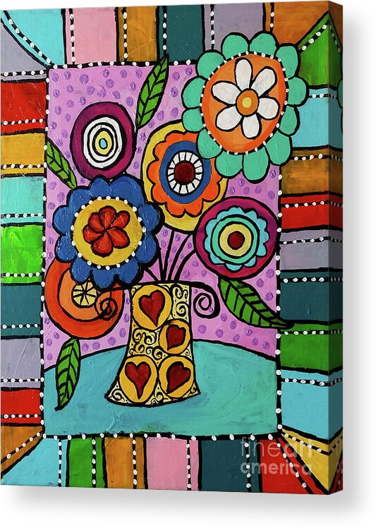 Flowers Acrylic Print featuring the painting Spring Bouquet by Kathy Strauss
