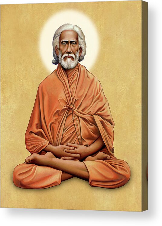 Guru Acrylic Print featuring the painting Sri Yukteswar Giri on Gold by Sacred Visions