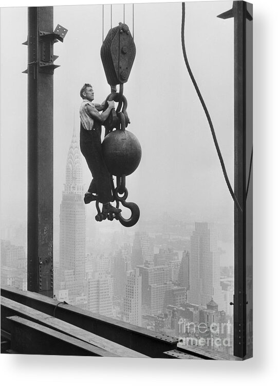 People Acrylic Print featuring the photograph Steel Worker On Structure Rising On Site by Bettmann