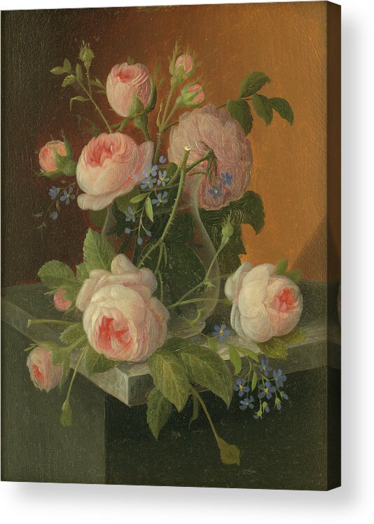Still Acrylic Print featuring the painting Still Life with Roses, circa 1860 by Severin Roesen