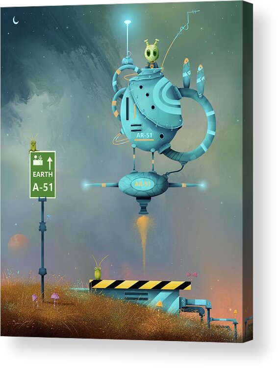 Area 51 Acrylic Print featuring the painting Storm Area 51, They Can't Stop All of Us by Joe Gilronan