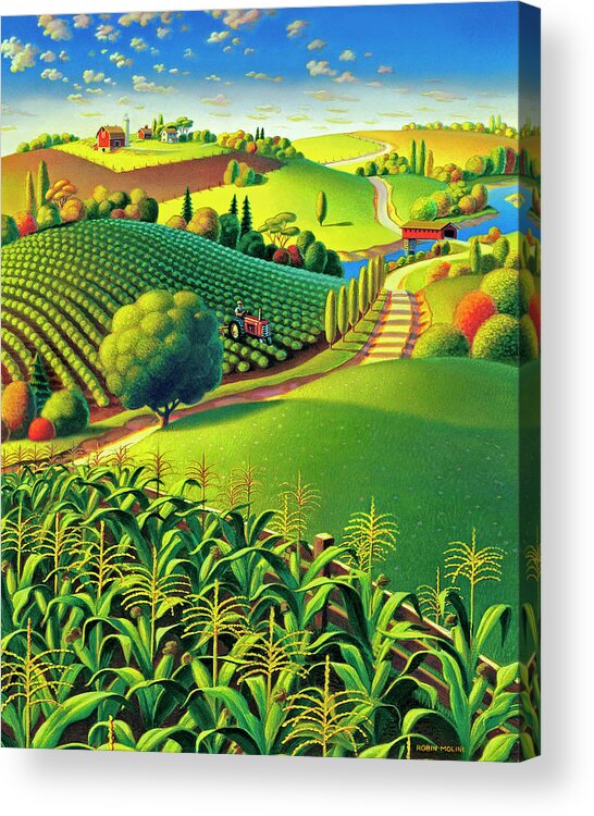 Farm Scene Acrylic Print featuring the painting Summer Fields by Robin Moline