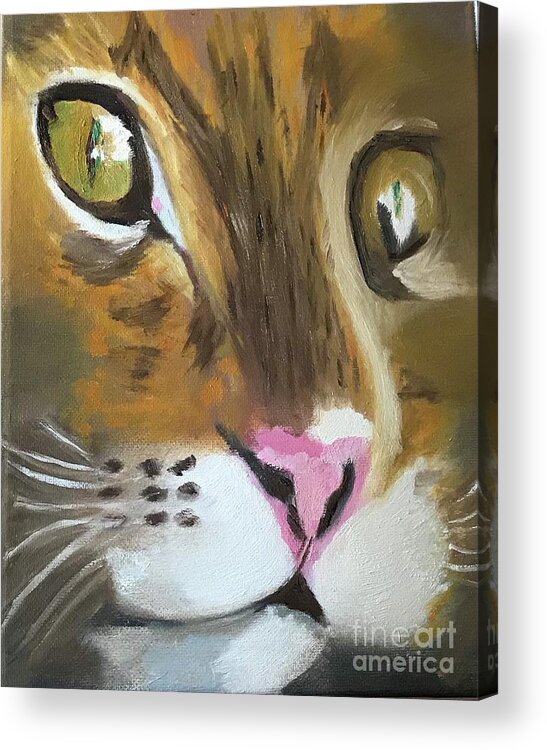 Original Art Work Acrylic Print featuring the painting Tabby Kat by Theresa Honeycheck