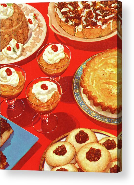 Bake Acrylic Print featuring the drawing Table Full of Desserts by CSA Images