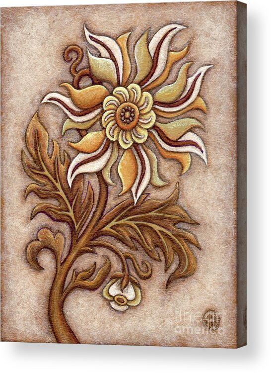 Floral Acrylic Print featuring the painting Tapestry Flower 1 by Amy E Fraser