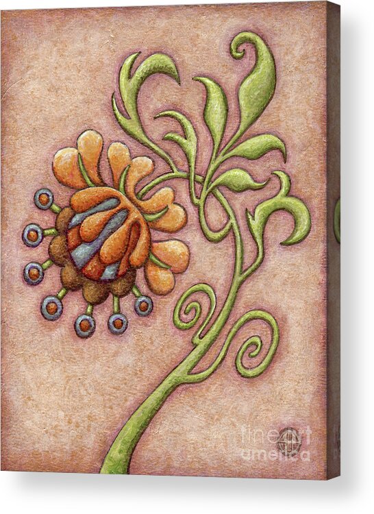 Floral Acrylic Print featuring the painting Tapestry Flower 10 by Amy E Fraser