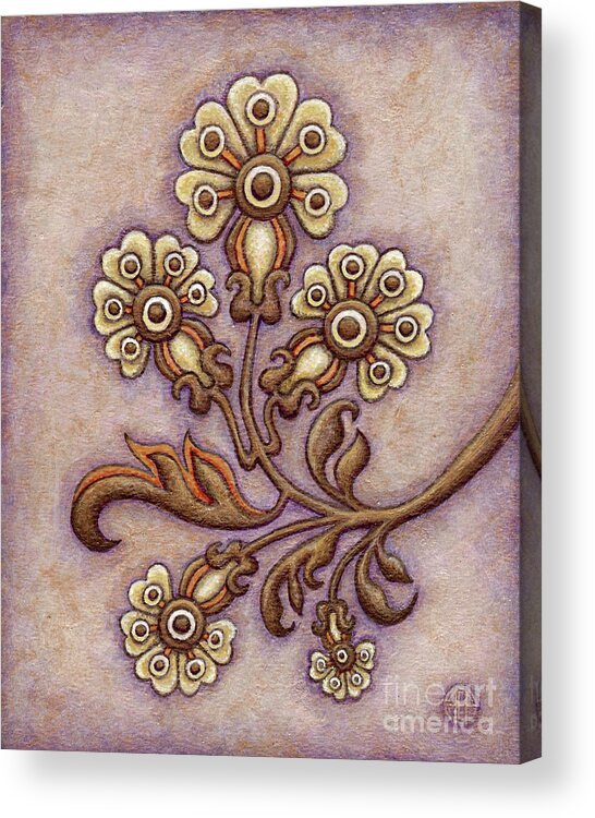 Floral Acrylic Print featuring the painting Tapestry Flower 4 by Amy E Fraser