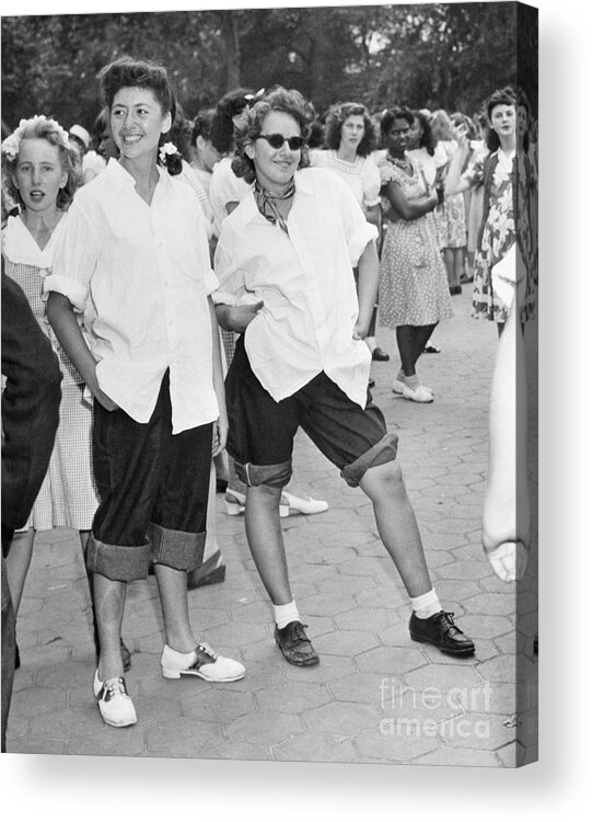 Adolescence Acrylic Print featuring the photograph Teenage Girls At Central Park Dance by Bettmann