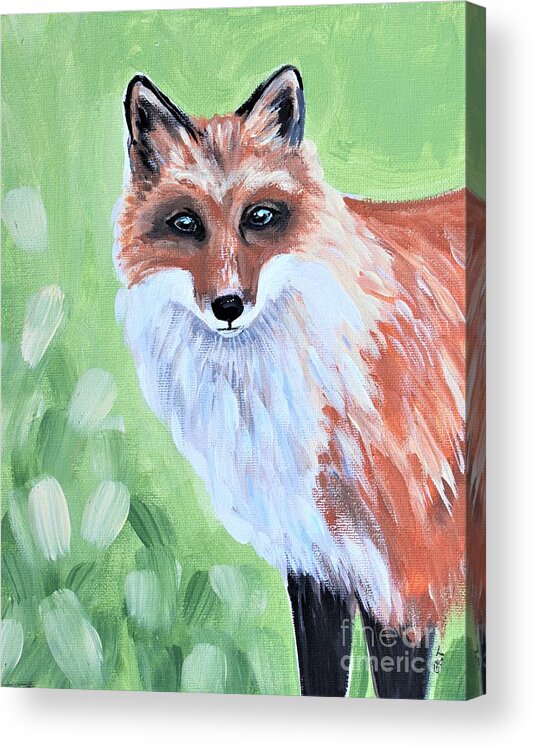 Fox Acrylic Print featuring the painting The Fox by Elizabeth Robinette Tyndall
