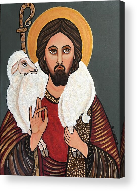 The Good Shepherd/jesus/lamb Acrylic Print featuring the painting The Good Shepherd by Susie Grossman
