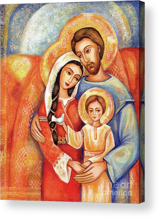 Holy Family Acrylic Print featuring the painting The Holy Family by Eva Campbell