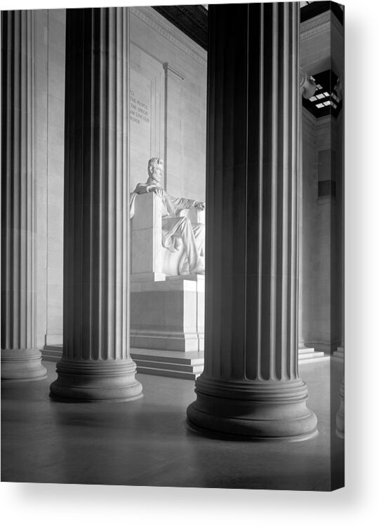 President Lincoln Acrylic Print featuring the photograph The Lincoln Memorial Interior - Circa 1925 by War Is Hell Store