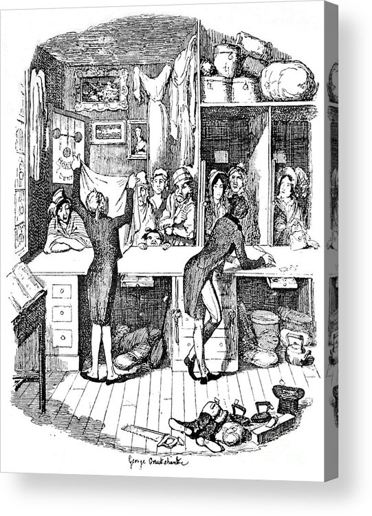 Etching Acrylic Print featuring the drawing The Pawnbrokers Shop, C1900 by Print Collector