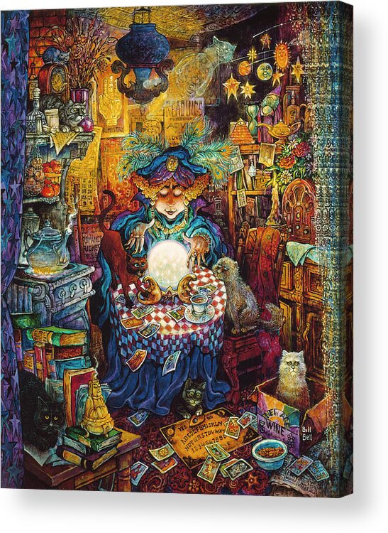 The Psychic Acrylic Print featuring the painting The Psychic by Bill Bell