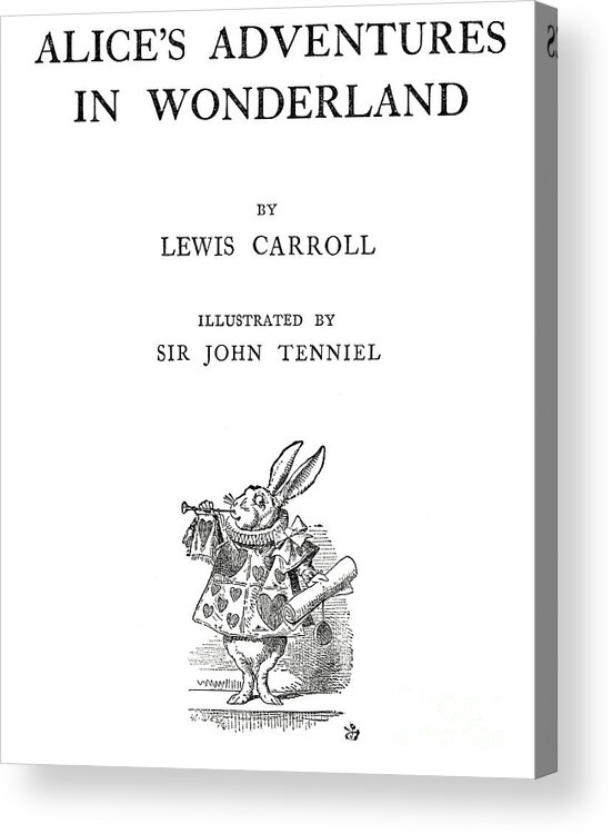 Alice Acrylic Print featuring the drawing The White Rabbit on the title page of Alice in Wonderland, by John Tenniel