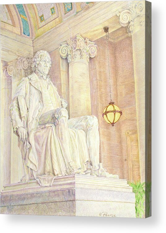 Portrait Acrylic Print featuring the drawing Thomas Jefferson Statue by Edward Pearce
