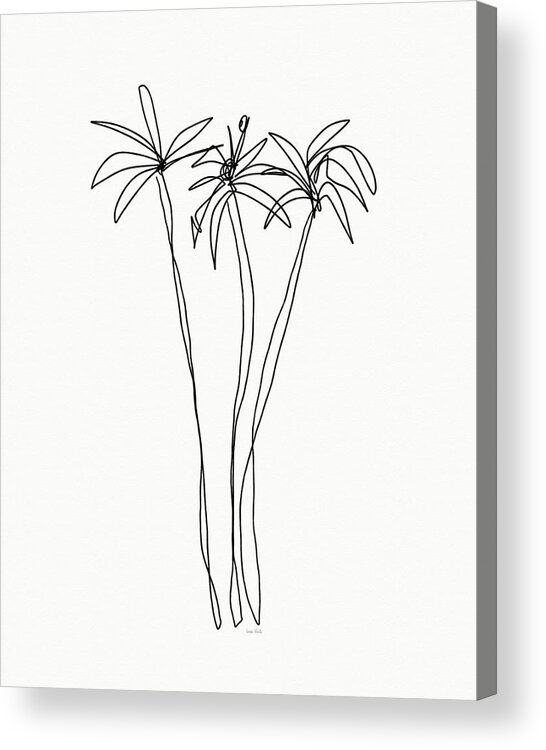 Trees Acrylic Print featuring the drawing Three Tall Palm Trees- Art by Linda Woods by Linda Woods