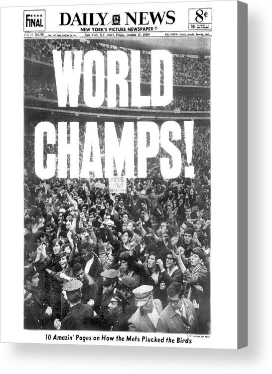American League Baseball Acrylic Print featuring the photograph Ticker Tape Cascading On Lower Broadway by New York Daily News Archive