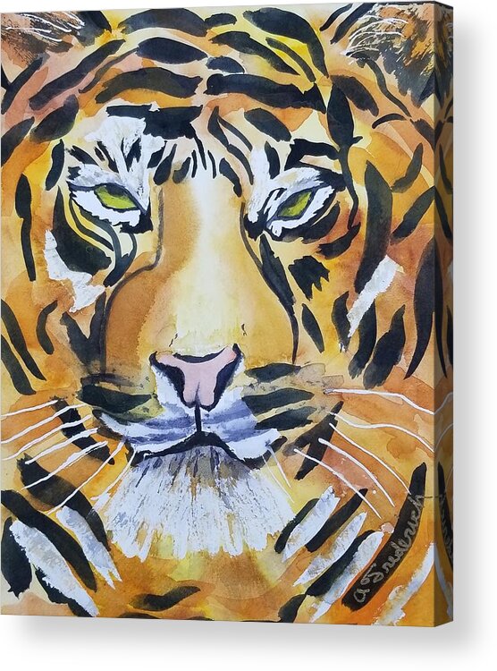 Tiger Acrylic Print featuring the painting Tiger Eyes by Ann Frederick