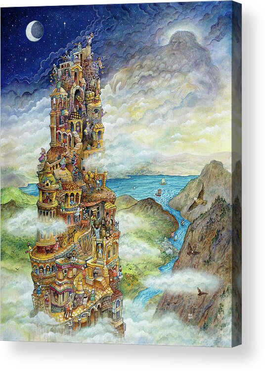 Tower Of Babel Acrylic Print featuring the painting Tower Of Babel by Bill Bell