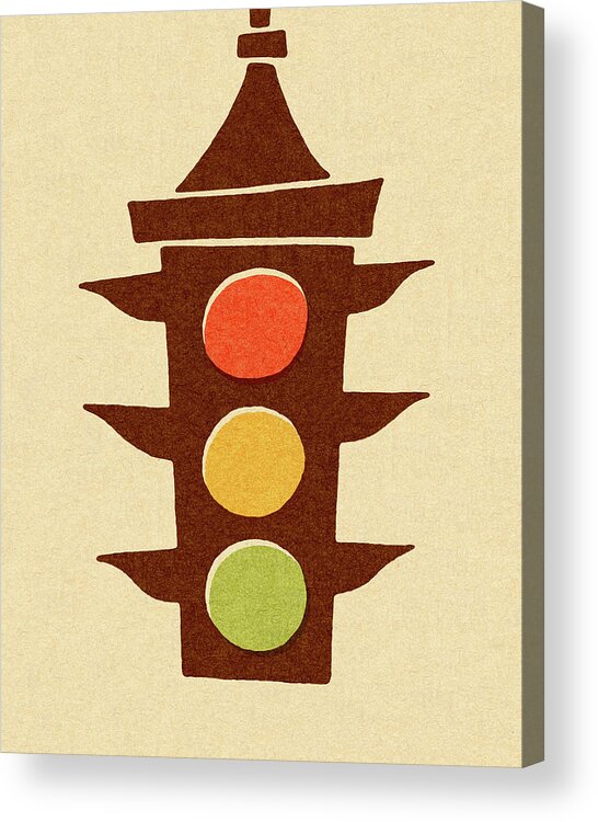 Brown Background Acrylic Print featuring the drawing Traffic Signal by CSA Images