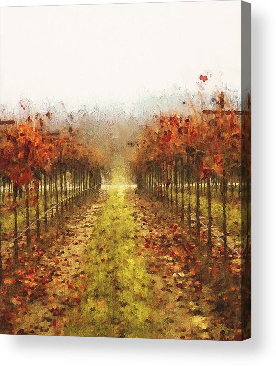 Italian Landscape Acrylic Print featuring the painting Tuscany vineyards - 19 by AM FineArtPrints