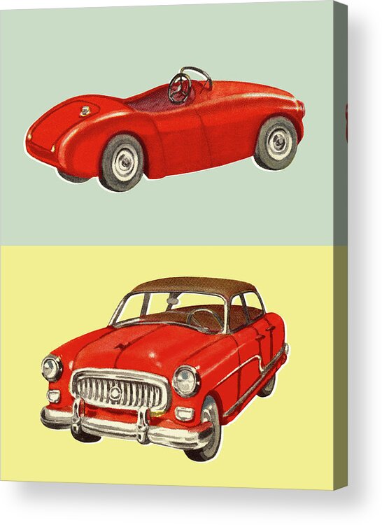 Auto Acrylic Print featuring the drawing Two Cars by CSA Images