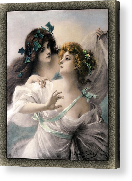 Two Virgins Acrylic Print featuring the painting Two Virgins by Edouard Bisson by Rolando Burbon