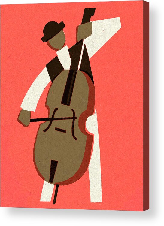 Adult Acrylic Print featuring the drawing Upright Bass Player by CSA Images