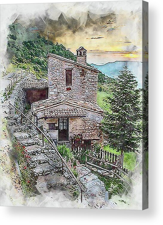 Tuscany Acrylic Print featuring the painting Villages of Tuscany - 01 by AM FineArtPrints