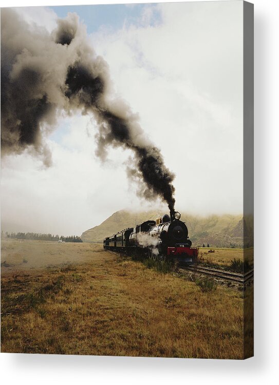 Black Color Acrylic Print featuring the photograph Vintage Steam Locomotive by Blasius Erlinger