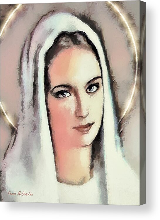 Virgin Mary Acrylic Print featuring the digital art Virgin Mary by Pennie McCracken