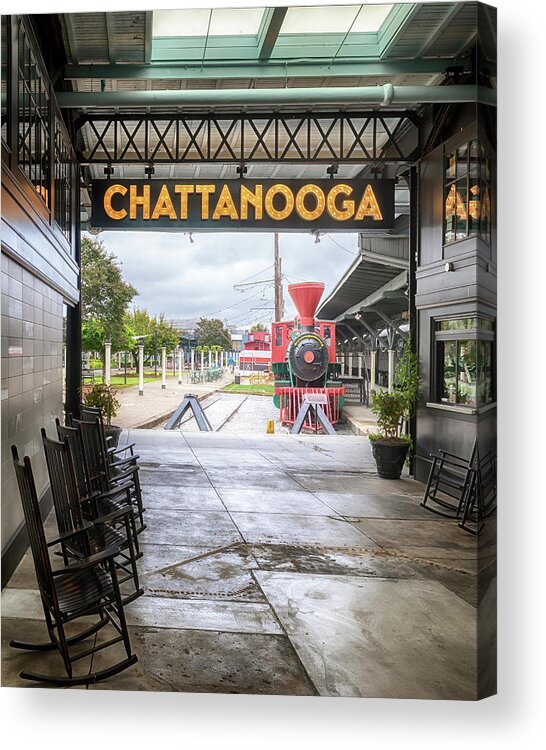Train Acrylic Print featuring the photograph Waiting at the Station by Susan Rissi Tregoning