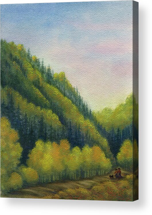 Watercolor Painting Acrylic Print featuring the digital art Walk In The Woods by Ileximage