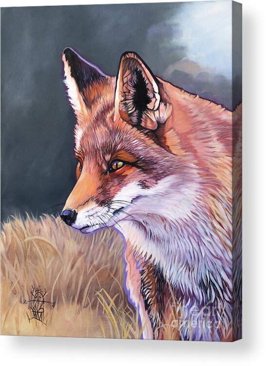 Fox Acrylic Print featuring the painting Weather or not by J W Baker