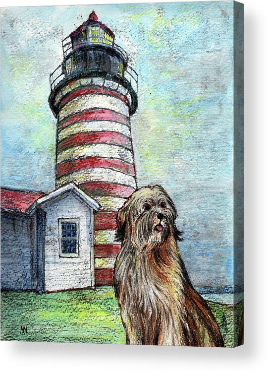 West Quoddy Head Acrylic Print featuring the mixed media West Quoddy Head by AnneMarie Welsh