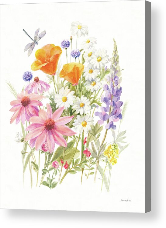 Coneflower Acrylic Print featuring the painting Wildflowers In Bloom Iv by Danhui Nai