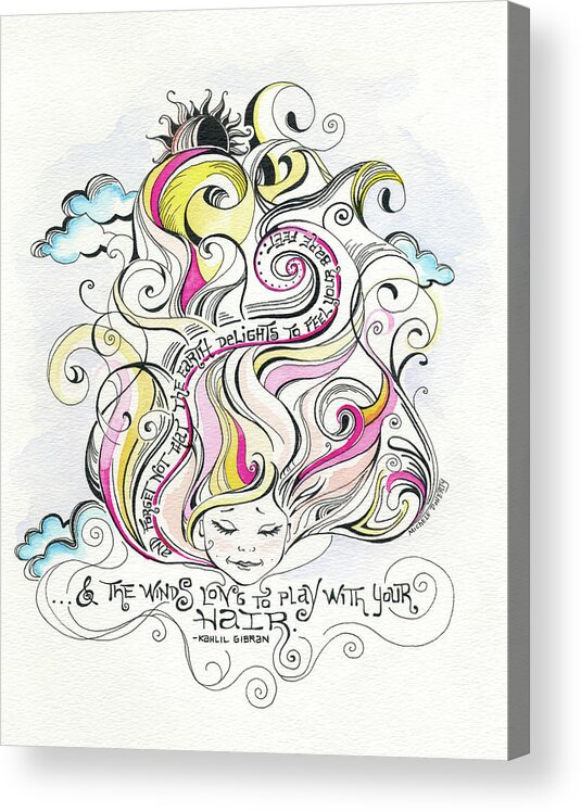 Quote
Hair Acrylic Print featuring the painting Winds Long by Green Girl Canvas
