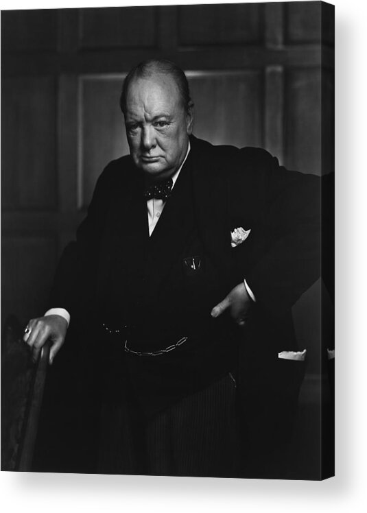 Churchill Acrylic Print featuring the photograph Winston Churchill Portrait - The Roaring Lion - Yousuf Karsh by War Is Hell Store