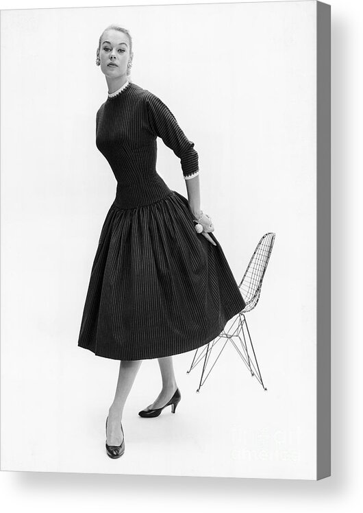 Long Acrylic Print featuring the photograph Woman Modeling Elongated Silhouette by Bettmann