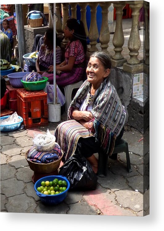 Guatemala Acrylic Print featuring the photograph Woman selling Limes by Amelia Racca