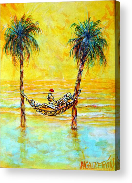 Beach Acrylic Print featuring the painting Yellow Beach Dream by Heather Calderon