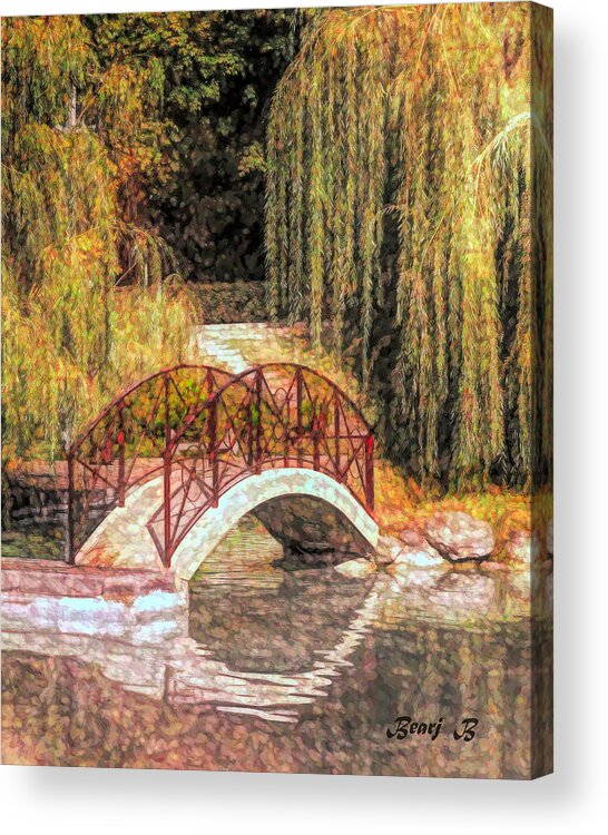 Bridge Acrylic Print featuring the photograph Yerevan Pond by Bearj B Photo Art