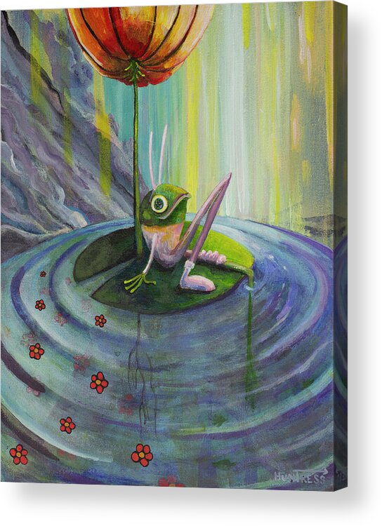 Frog Acrylic Print featuring the painting A Frog in a Bunny Suit by Mindy Huntress