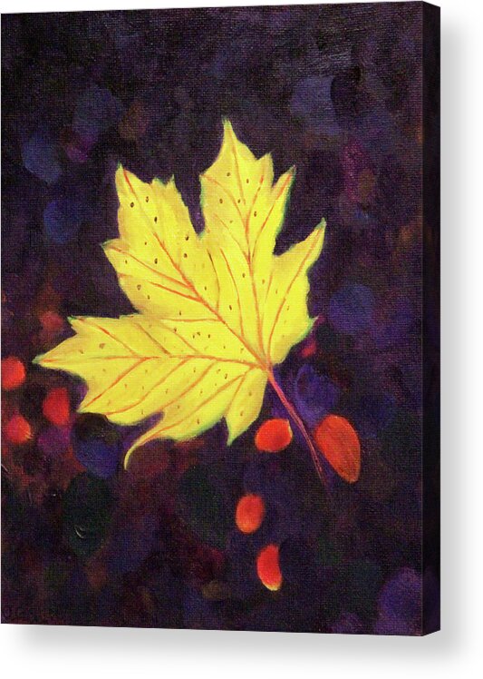 Fall Foliage Acrylic Print featuring the painting Bright Leaf by Janet Greer Sammons
